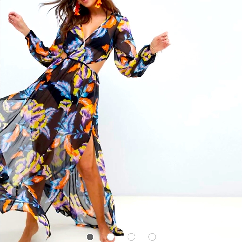 Long sleeve chiffon beach over up